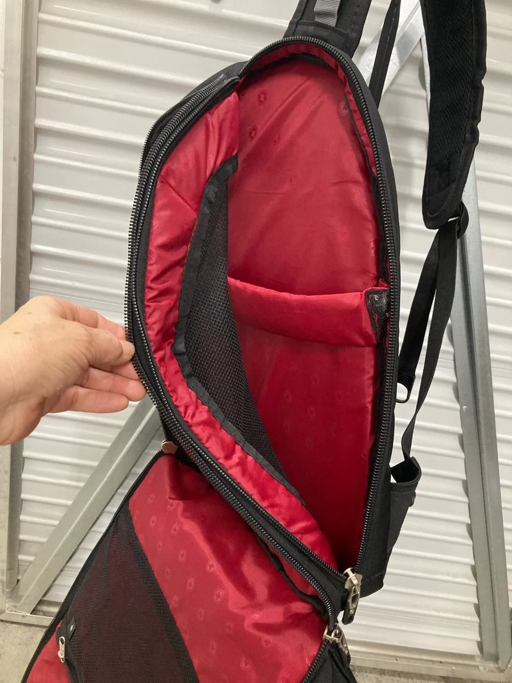 SwissGear Black Backpack with Red Logo Accent